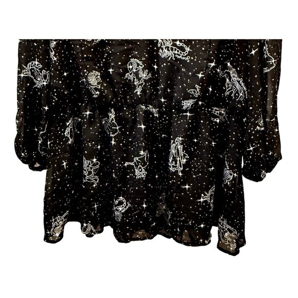 Lane Bryant Zodiac Print VNeck Blouse 18 Peplum Plus Size 18 Psychic Lightweight - Picture 3 of 8